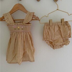 Wild Wawa Gingham Baby Dress and Bloomers Set